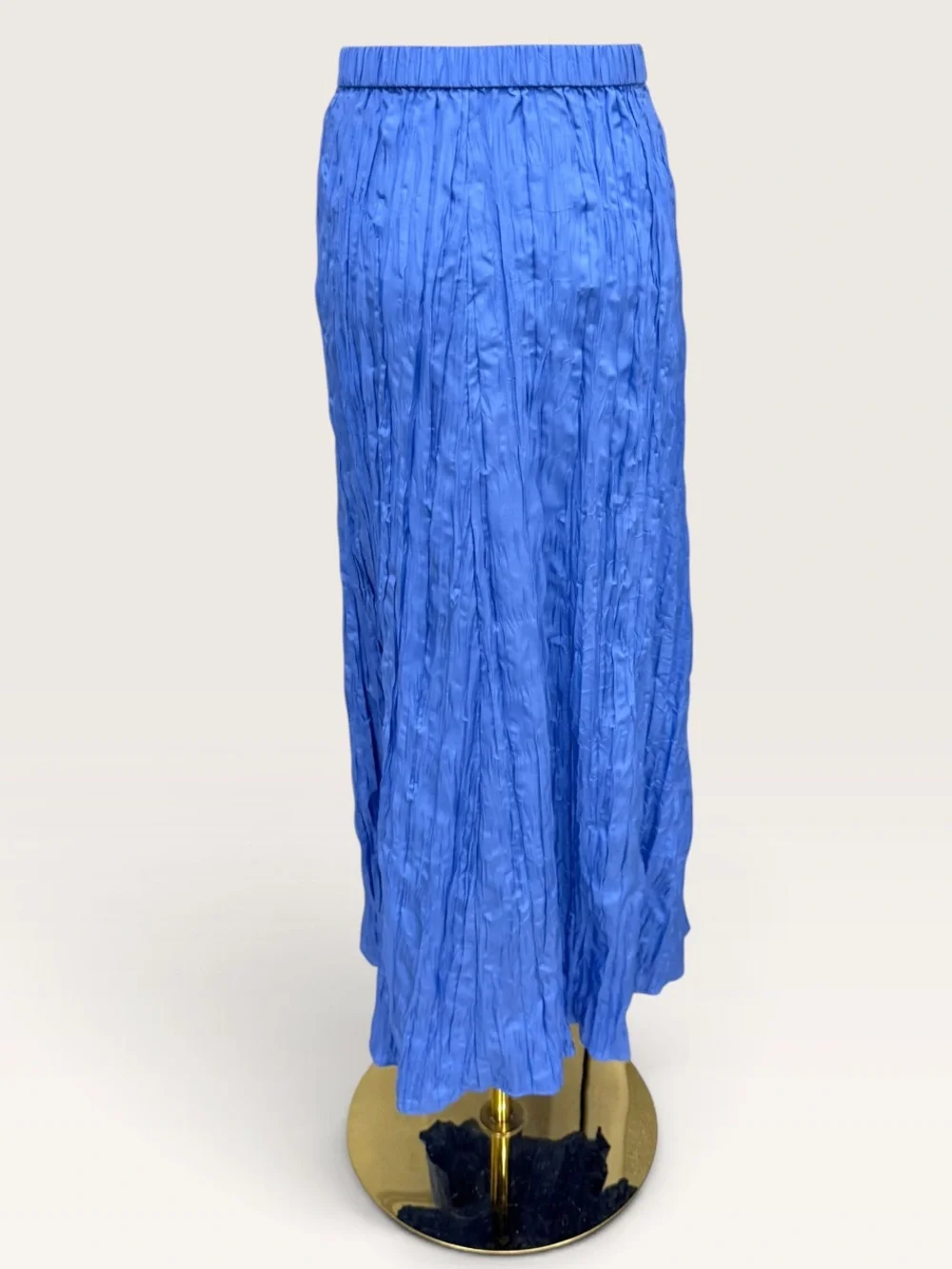 EILEEN FISHER Crushed Silk Pleated A-Line Maxi Skirt XS Ultramarine Blue NWT